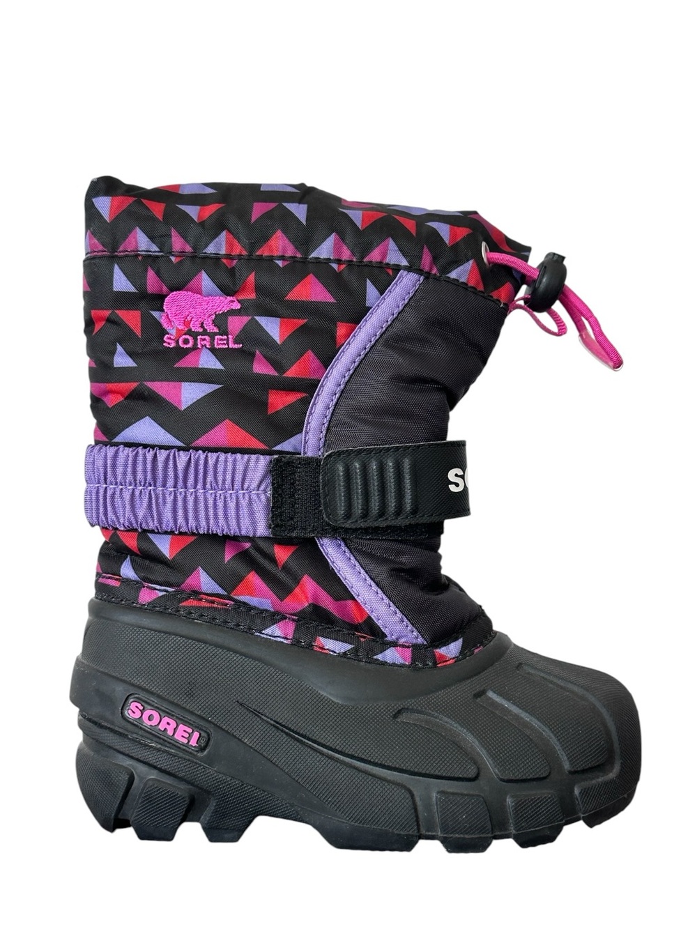 Sorel Toddler Girl Flurry Print Winter Snow Boot Purple Black Pink Ice size 9